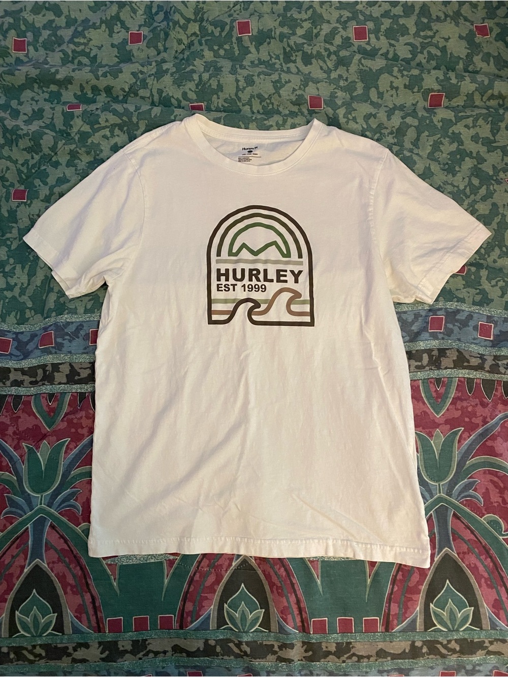 Hurley White Logo Tee with Black Print